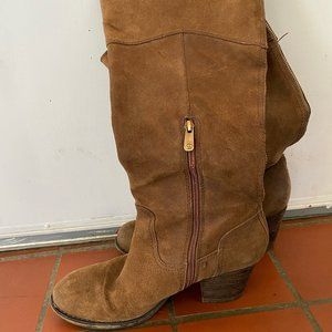 Guess Suede Leather Brown Heeled Boots Sz 9